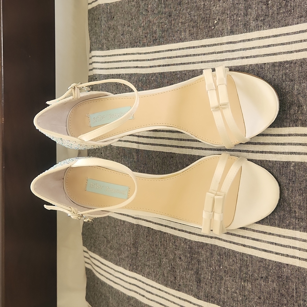 Betsey Johnson White Sandal Heels